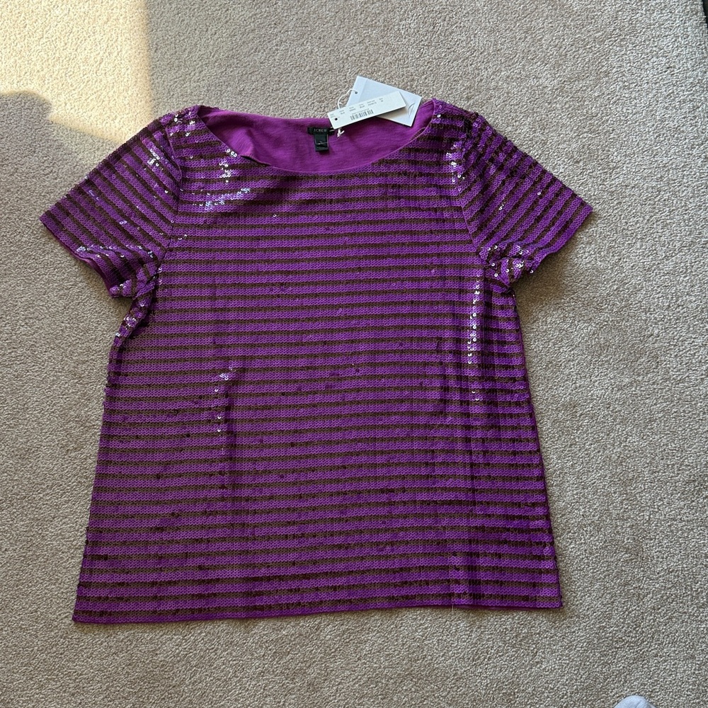 J. Crew Purple Sequin Striped Blouse